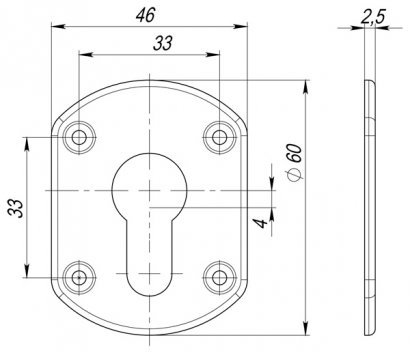 Накладка на цилиндр ESC.C+C/OV.set (ESC031) CP хром (2шт.)