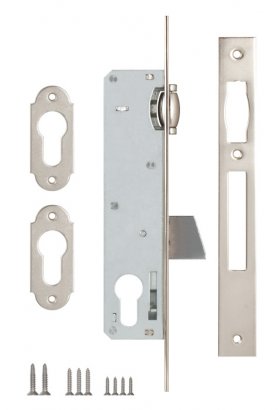Корпус узкопрофильного замка с роликовой защёлкой 255 (25 mm) w/b (никель)