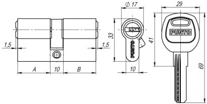 Цилиндровый механизм (A200/60) A2000Key60(25+10+25) SN никель