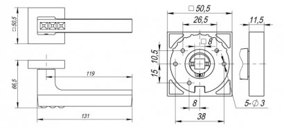 Ручка раздельная K.DM51.CRYSTAL FLASH (CRYSTAL FLASH DM) CP-8 хром