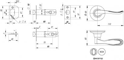 Ручка защелка DK630 MAB-BK (6030 MAB-B) (фик.) мат.бронза