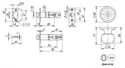 Ручка защелка DK672 MAB-BK (6072 MAB-B) (фик.) мат. бронза