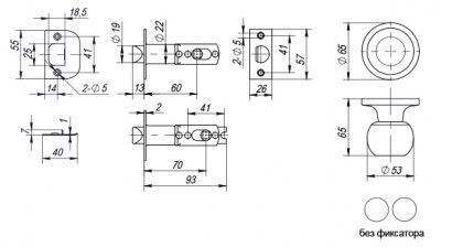 Ручка защелка DK672 MAB-PS (6072 MAB-P) (без фик.) мат. бронза