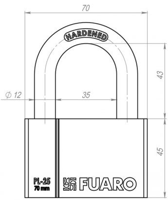 Замок навесной PL-PROTEC-2570 4 fin key (PL-2570) фин. /блистер