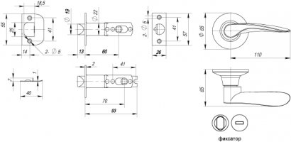 Ручка защелка DK620 MAB-BK (6020 MAB-B) (фик.) мат. бронза