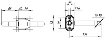 Ручка раздельная R.DSS304-0203P/19 (DSS-0203P/19) INOX 304 (овальное основание)