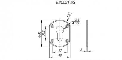 Декоративная накладка ESC031-SS (нержавейка) на цилиндр (1 пара)