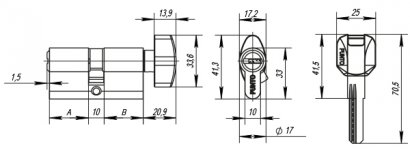 Цилиндровый механизм (Z402/110) Z4002Knob110(55+10+45) с вертушкой CP хром 