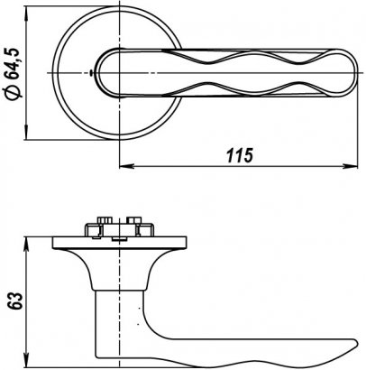 Ручка защелка DK624 AB-ET (6024 AB-E) (кл./фик.) бронза