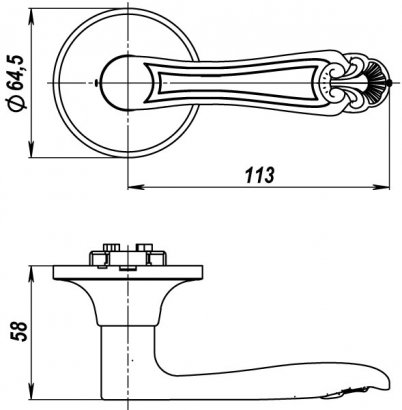 Ручка защелка DK637 AB-BK (6037 AB-B) (фик.) бронза