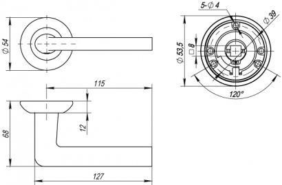 Ручка раздельная R.TL54.REX (REX TL) 105mm SN/CP-3 матовый никель/хром