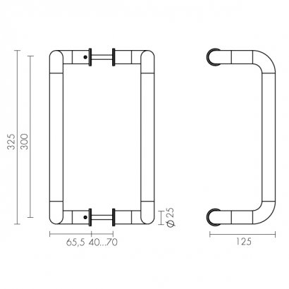 Ручка-скоба PULL.PH25/300.25 INOX 304 (PH-25-25/300-INOX)