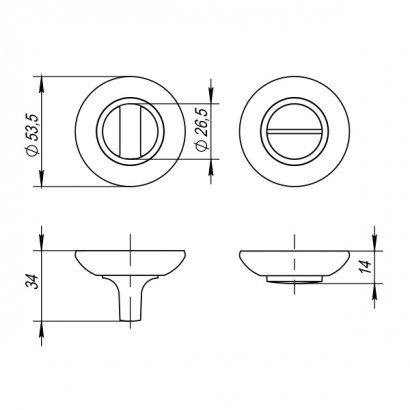 Ручка поворотная BK6.R.ZR54 (BK6 ZR) SN/CP-3 матовый никель/хром