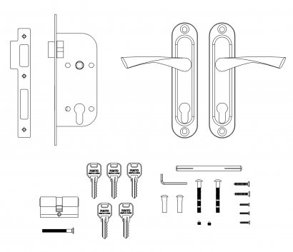 Замок цилиндровый в комплекте с ручкой LOCKSET16.CRONA.4070-1 (KIT P16 4070 CRONA) AB бронза