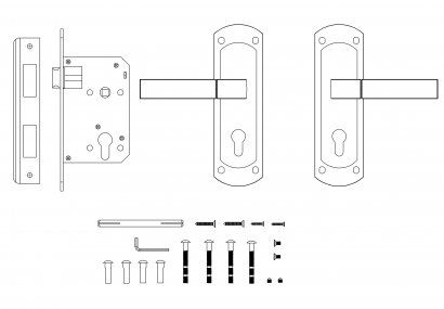 Замок цилиндровый с ручкой LOCKSET90.ORION.4585-3 (KIT P90 4585/3 ORION) SN/CP мат.никель/хром