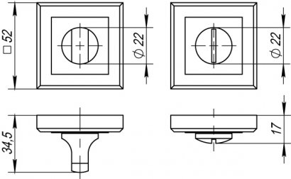 Ручка поворотная BK6.K.QL52 (BK6 QL) BL-24 черный