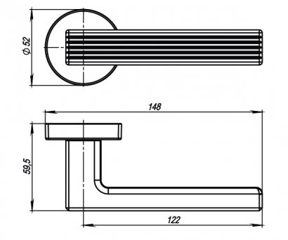 Ручка раздельная R.URB52.LINE (LINE URB6) BL-26 черный