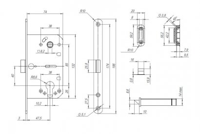 Корпус замка ML85-50 BL (черный) 