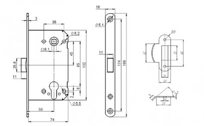 Корпус замка PL85-50 BL (черный)