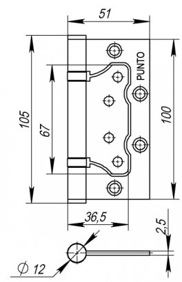 Петля универсальная без врезки IN4200W BL (200-2B 100x2,5) черный
