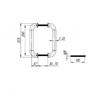 Ручка-скоба PULL.PH25/200.21 INOX 201 (PH-21-25/200-INOX) 