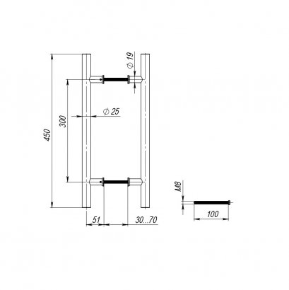 Ручка-скоба PULL.PH25/300.22 INOX 201 (PH-22-25/300-INOX)