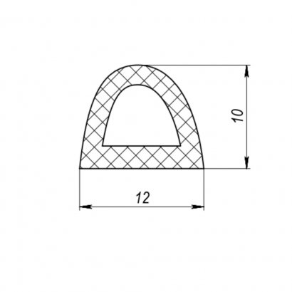 Уплотнитель самоклеящийся ADH/D-12x10mm, BLACK черный 150m
