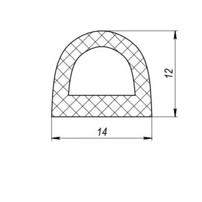 Уплотнитель самоклеящийся ADH/D-14x12mm, BLACK черный 120m
