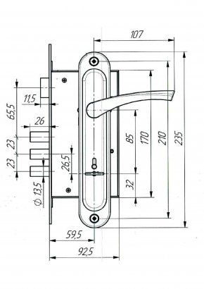 Замок врезной Зенит ЗВ9-6-01 (медь)