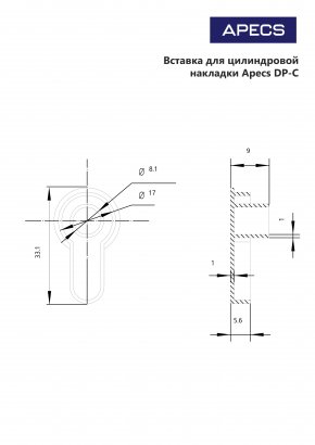 Вставка для цилиндровой накладки Apecs DP-C-G