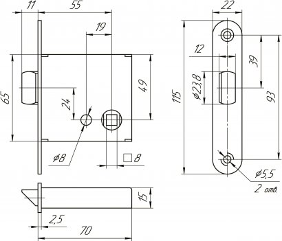 Защелка Меттэм-ЗЩ1-3 (прав.)