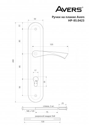 Ручки на планке Avers HP-85.0423-CR