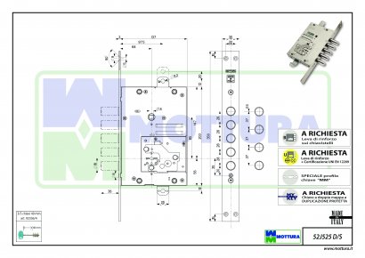 Замок врезной Mottura-52.J525 S-лев..(C+C5) MY KEY