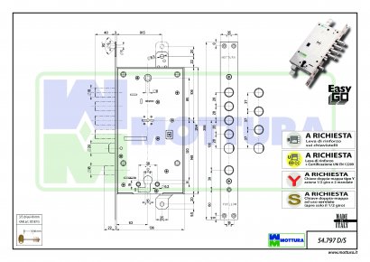 Замок врезной Mottura-54.797 (S-лев.) 5ch60