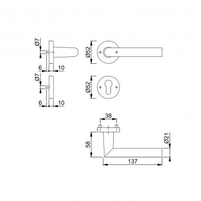 Ручка дверная HOPPE (Германия) FS-E58/42H/42HS/1400 (Amsterdam) PZ, F69 матовая нержавеющая сталь