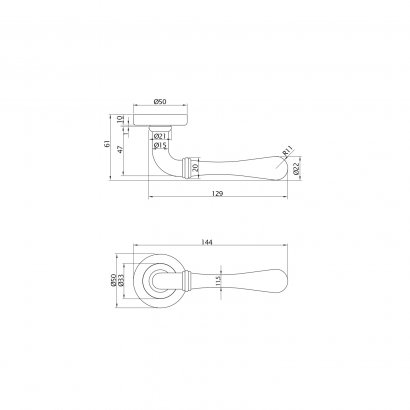 Ручка дверная DOORLOCK Fiva M14, античное серебро