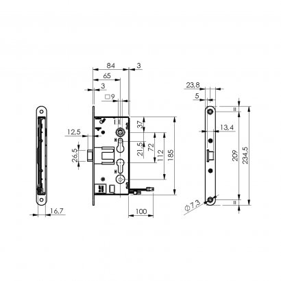 Замок дверной огнестойкий соленоидный DOORLOCK 1901EM, антипаник,  оцинкованный