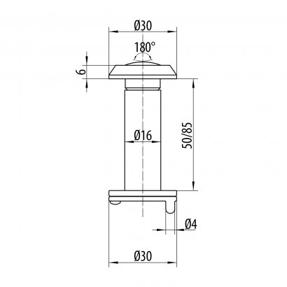 Глазок DOORLOCK VA16/50-85mm/180° CP, полированный хром