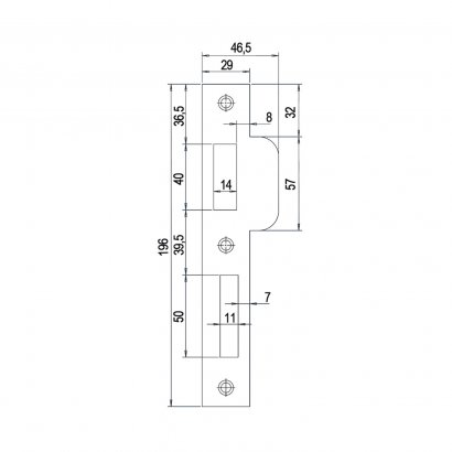 Запорная планка DOORLOCK  NF.P1769.ZN, симметричная для замков NEMEF 1769, оцинкованная