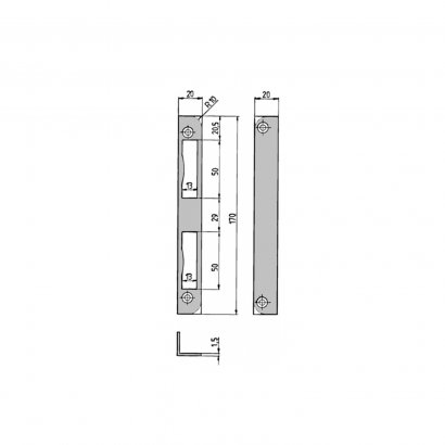 Запорная планка KFV WSS 1-N/48-A для деревянных дверей с фальцем, серебристая