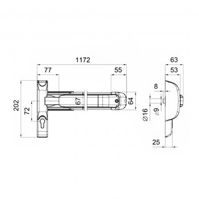Механизм системы "антипаника"  DOORLOCK PD910FR-PUSH 1170мм PZ72мм, серебристый