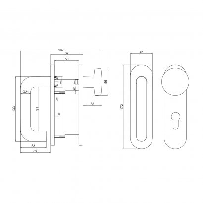 Ручка дверная DOORLOCK V S38KP-KNOB/F PZ72, черная