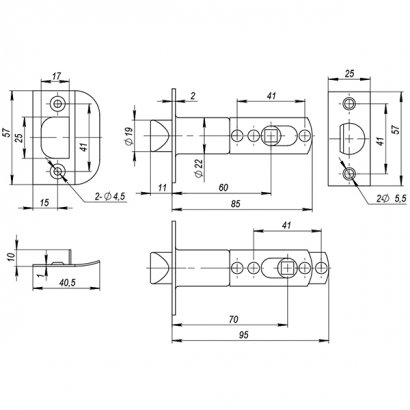 Ручка защелка DK610 PB-BK (6010 PB-B) (фик.) золото
