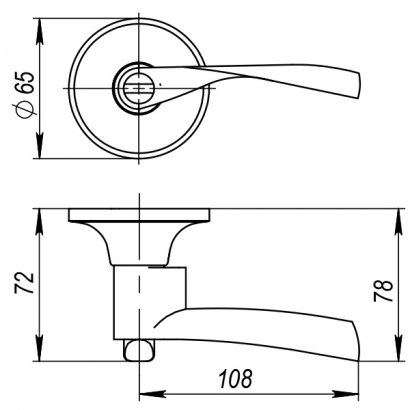 Ручка защелка DK610 PB-PS (6010 PB-P) (без фик.) золото