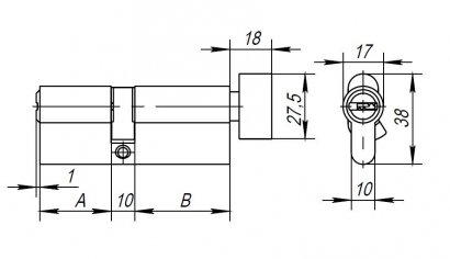 Цилиндровый механизм (AX202/100) AX2002Knob100 (50+10+40) CP хром с вертушкой