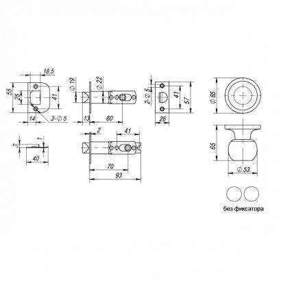 Ручка защелка DK672 BL-PS (6072 BL-P) (без фик.) черный