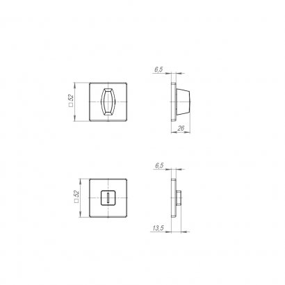 Ручка поворотная BK6.K.SL52 (BK6 SL) CP-8 хром