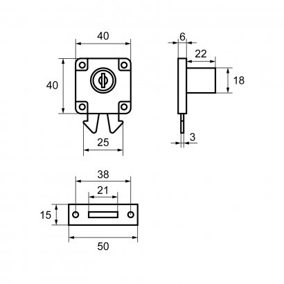 СТАНДАРТ 6202 для шкафов-купе замок мебельный