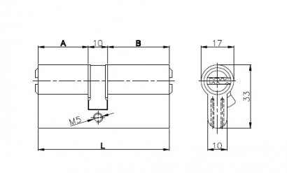 Цилиндровый механизм с вертушкой 164 OBS SCE/68 (26+10+32) mm латунь 5 кл. new