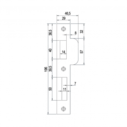 Запорная планка DOORLOCK  NF.P1769.ZN, симметричная для замков NEMEF 1769, оцинкованная